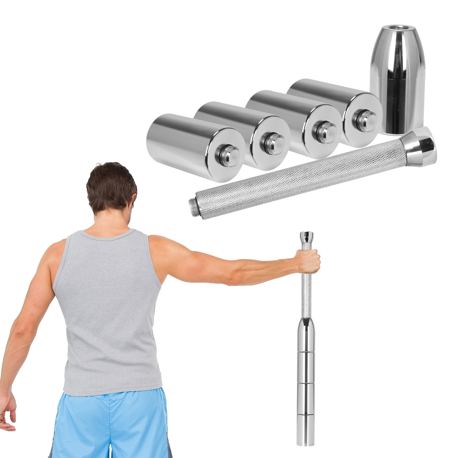 Btidfty Solid Pure Steel Barbell Multi-purpose Strength Training Macebell Clubbell Wear Resist for Exercise Grips & Forearms Workouts