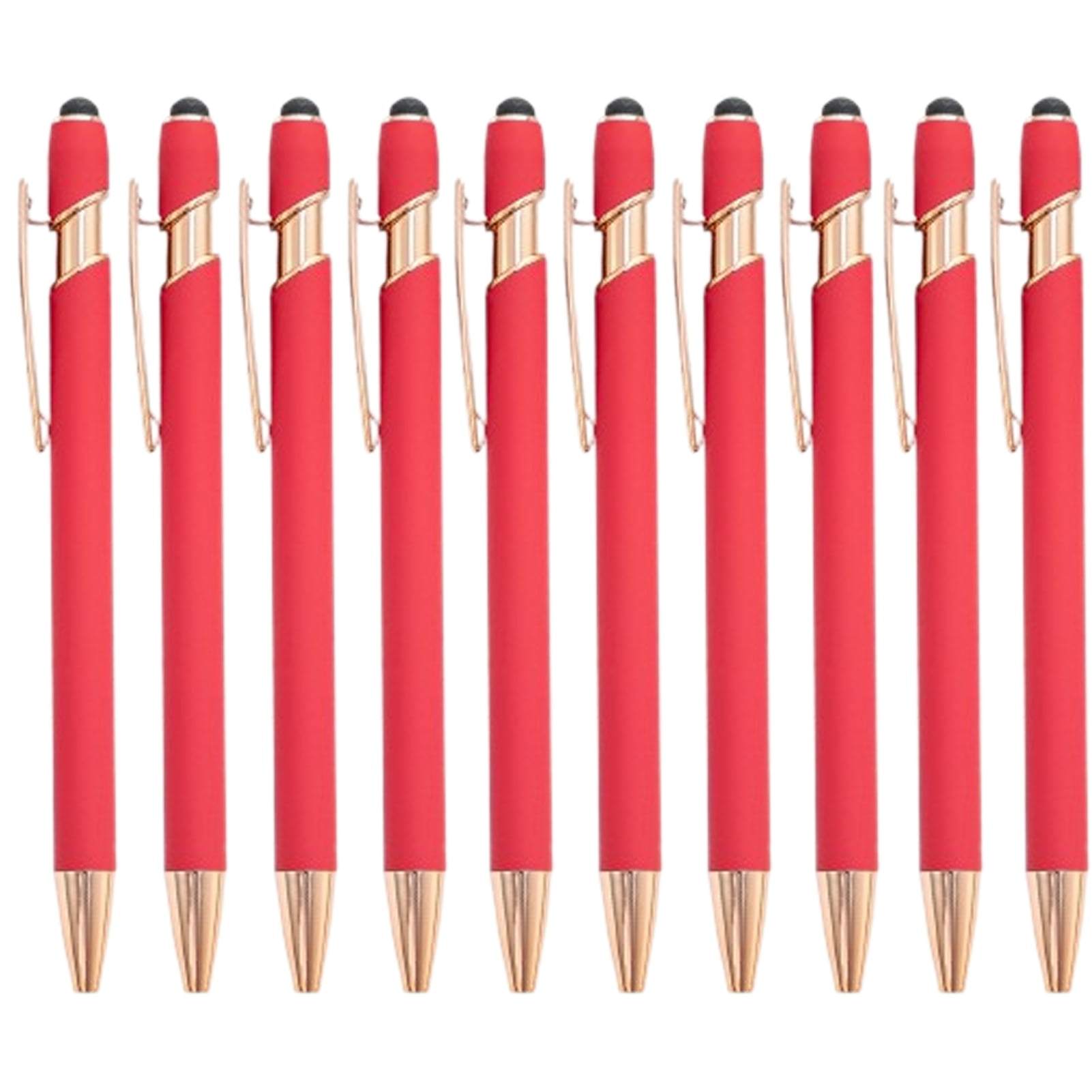 Bobasndm 12 Pack Rose Gold Ballpoint Pen with Stylus Tip, 1.0 mm Black Ink Smooth Writing Pens