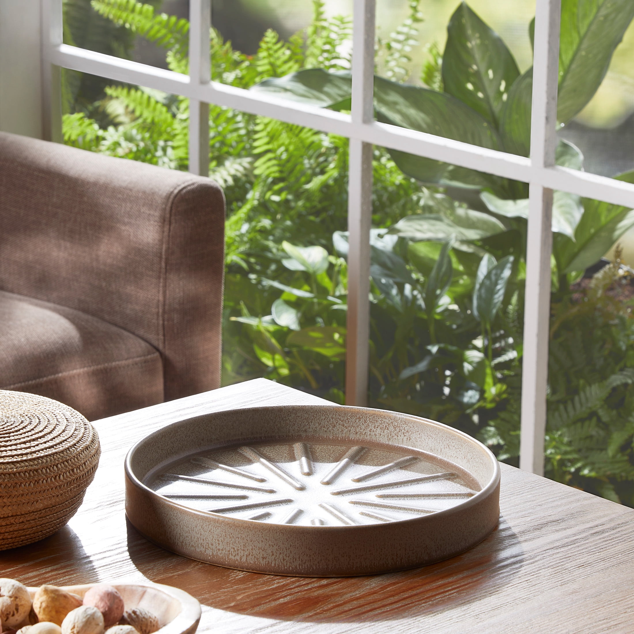 Better Homes & Gardens 10 inch Gray Ceramic Planter Saucer