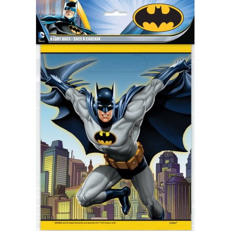 Santas Goodie Box - (3 Pack) Plastic Batman Goodie Bags, 9 x 7 in, 8ct