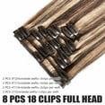 thumbnail image 3 of Benehair 100% Real Remy Human Hair Extensions Clip In 8Pcs Hair Weft Full Head Women Highlight Blonde Hair, 3 of 12