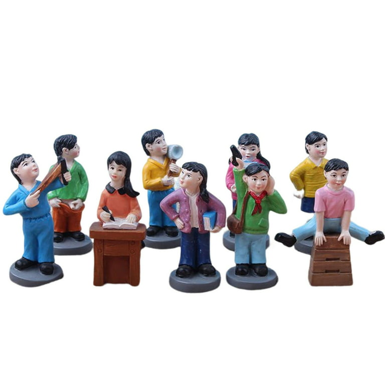 9x Realistic Human Figures Action Figure Model Role Playing Character  Miniature Toys for Sand Table Miniature Scene Diorama Layout Decoration