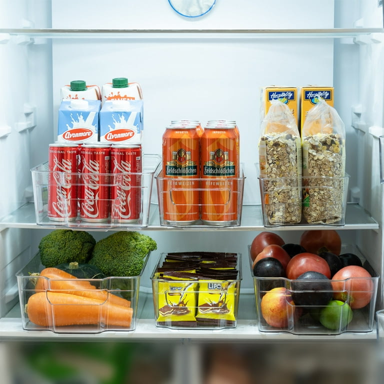 Clear Storage Bins with Handles Stackable Fridge Freezer Pantry Organizer  Bins