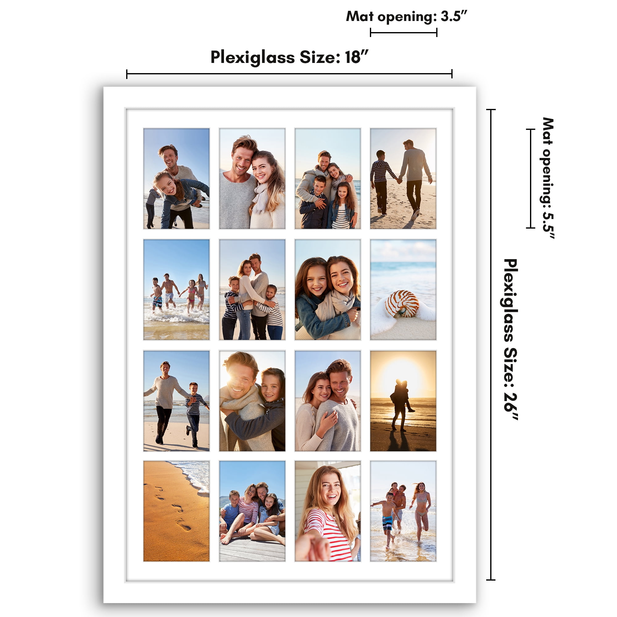 Americanflat 4x6 Collage Picture Frame with Shatter-Resistant Glass Fits 16 use as One 18x26 Poster Frame - White