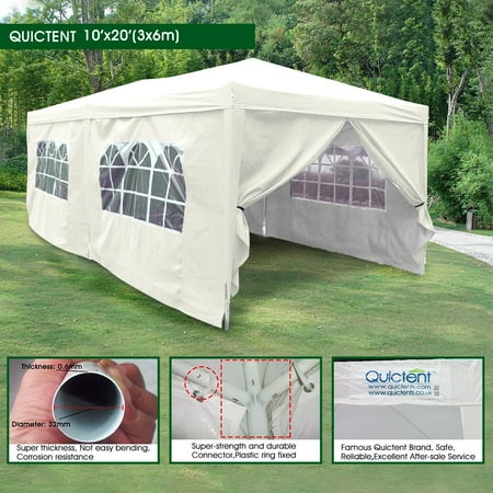 10 Canopy Side Wall - Quictent 10' x 20' Outdoor Gazebo Canopy Wedding Party Tent with 6 Removable Sidewall & Elegant Church Window
