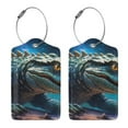 thumbnail image 3 of Pofeuu Starry Sky Colorful Crocodile A Print Luggage Tags, Privacy Cover ID Label with Stainless Steel Loop and Address Card for Travel Bag Suitcase-4 PCS, 3 of 5