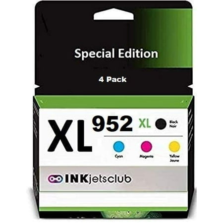 InkjetsClub Compatible Ink Cartridge Replacement for HP 952XL Black & 952 Standard Colors use with OfficeJet Pro 8710 8720 7720 7740 8210 8702 8715 8725 8730 8740 Printers, No Ink Level, 4 Pack