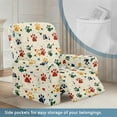 thumbnail image 4 of FUIALDOLG Color Dog Paw Pattern Chair Cover for Recliner 4-Pieces Stretch Slipcover Set Washable Reclining with Storage Pockets Furniture Protector for Home Decor, 4 of 7