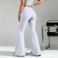 thumbnail image 5 of Flare Wide Leg Sweatpants Women Drawstring High Waist Bell Bottom Y2k Casual Flowy Yoga Pants with Pockets White XL, 5 of 10