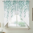 thumbnail image 2 of Eucalyptus Leaves Swag Curtains for Kitchen/Bedroom/Living Room, Turquoise Summer Botanical Weeping Scalloped Curtains 63 Inch Long, Window Swag Topper Curtains Valances 2 Panels Set 36"x63", 2 of 8