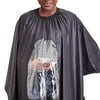 Hairdressing Hair Cutting Cape with Viewing Window, Black, Adult Size
