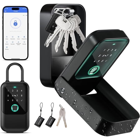 Smart key lockbox with control fingerprint manual key access card and password unlocking electronic Bluetooth wireless lockbox for real estate agents home offices.