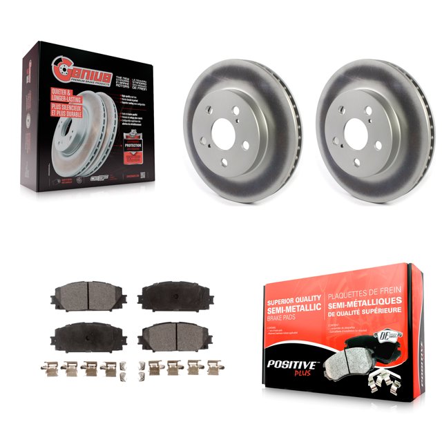 Transit Auto Front Coated Disc Brake Rotors and Semi-Metallic Pads Kit for Car Toyota Corolla Prius Prime AWD-e KGF-101919