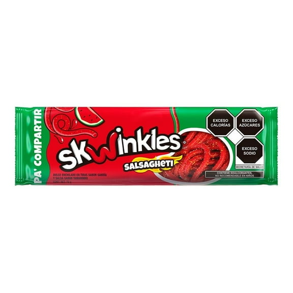 Dulce enchilado Skwinkles salsagheti en tiras sabor sandía 70 g