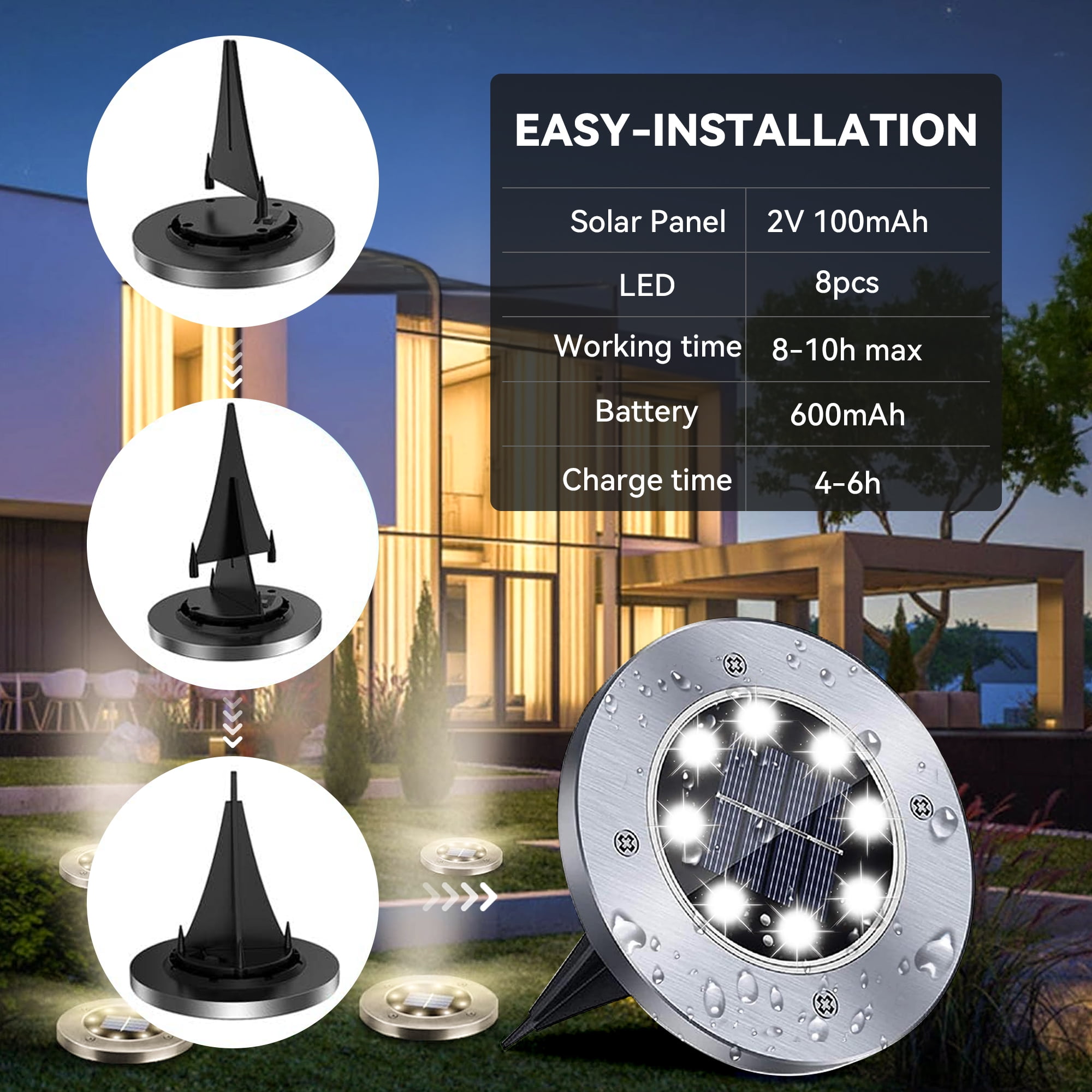 IJIL Solar Lights Outdoor Waterproof, 12 Packs LED In-Ground Lights Outdoor Solar Lights for Yard Patio Garden Lawn Deck Outside Pathway Walkway Sidewalk
