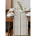 Boho Beige Geometric BurlapCotton Table Runner 70 Inch Long,Farmhouse