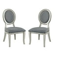 thumbnail image 3 of Dining Chairs 6pcs Set Antique White And Gray Color Padded Fabric Seat Solid wood Dining Room Furniture Unique Design, 3 of 9