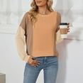 thumbnail image 6 of Diufon Womens Knit Blouses Casual Round Neck Long Sleeve Tees Color Block Pullover Tops, 6 of 7