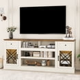 thumbnail image 3 of FIAKOA 70 inch Farmhouse TV Stand for 75 inch TV, White Entertainment Center with LED Lights & Power Outlet, Modern Media Console Table for Living Room, 3 of 8