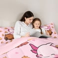 thumbnail image 4 of Erosebridal Pink Axolotl Brown Capybara 7-Piece Bedding Comforter Set For Kids,Cute Animals King Bedding Sets For Capybara Lovers ,Reversible Pink, 4 of 7