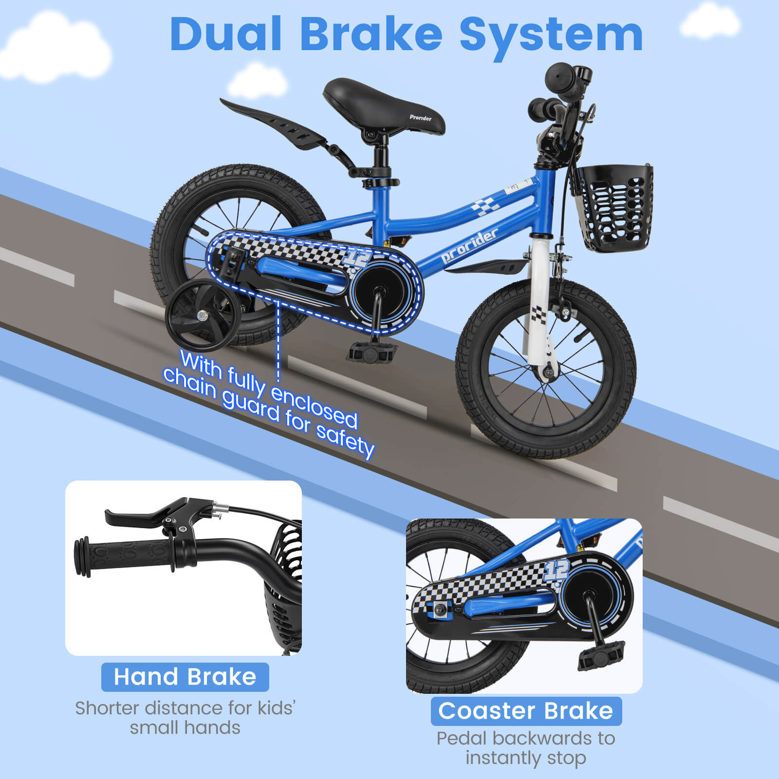 Costway 12 Inch Kids Bike with Training Wheels, Blue photo 5