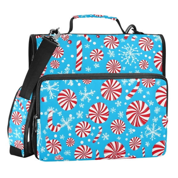 ALAZA Zipper Binder Christmas Candy Snowflakes 3 Ring Trapper Keeper File Folder Organizer Bag