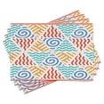 thumbnail image 1 of Ambesonne Tribal Place Mats Set of 4, 4 Elements Retro Art, Standard Size, Marigold Teal Blue, 1 of 6