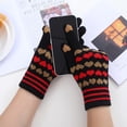 thumbnail image 4 of Women Can Enable Screen Gloves Warm Stretch Knitted Gloves Mittens Winter Keep Warm Knitting Heart Printing Golves Students Outdoor Riding Hiking Mittens, 4 of 4