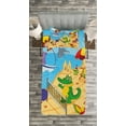 thumbnail image 3 of Ambesonne Animal Quilted Bedspread Set 2 Pcs, Cartoon Animals on Beach, Twin Size, Multicolor, 3 of 3