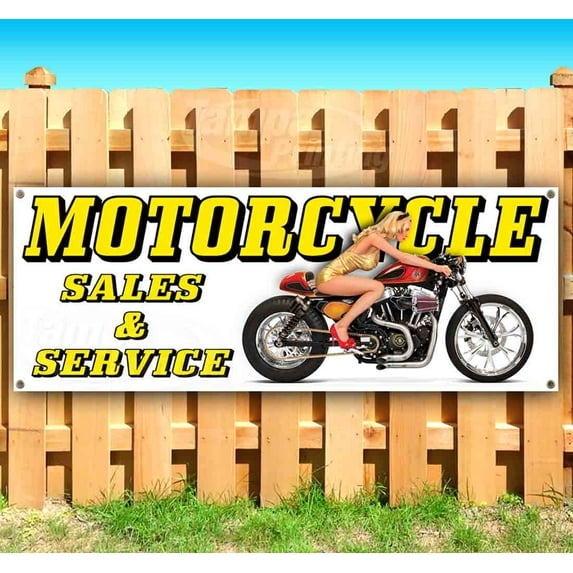 Motorcycle Sales And Service 13 oz Vinyl Banner With Metal Grommets