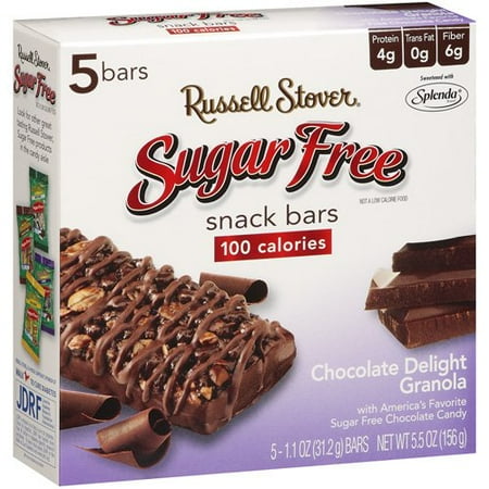 Russell Stover: 100 Calories Chocolate Delight Granola 1.1 Oz. Ea. Sugar Free Snack Bars, 5.50 oz