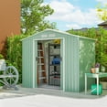 thumbnail image 2 of 7' x 4' Garden Storage Shed w/ Foundation Kit and Double Doors Light Green, 2 of 10