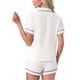 thumbnail image 3 of Conjunto de pijama para mujer INSPIRE CHIC con estampado de corazones, ropa de dormir linda, camisa de botones de manga corta con pantalones cortos, conjuntos de lounge XL blanco, 3 of 6