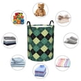 thumbnail image 6 of Daiia Green Squares Round Laundry Basket with Handles Thickened Waterproof Circular hamper,Dirty Clothes Storage Basket for Bedroom,Bathroom,College Dorm-Small, 6 of 8