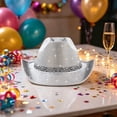 thumbnail image 2 of Faraee Kids Western Cowboy Hat for Girls and Boys Rhinestone Wide Brim Glitter Cowgirl Hats for Halloween Party White 9-15 Years, 2 of 4