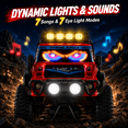 thumbnail image 3 of JoyStone 1:8 RC Car for Kids, 4WD Off-Road Monster Truck with Dynamic Eye Lights, Music, LED Headlights, 2 Batteries, 60+ Min Playtime, Remote Control Truck for Boys, Red, 3 of 11