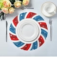 thumbnail image 3 of SKYSONIC American Flag & Swirly Stripes Round Placemats for Dining Table Non-Slip Heat-Resistant Polyester Table Mats Set of 6 Washable Table Mats for Kitchen Dining Table Decoration (908), 3 of 5