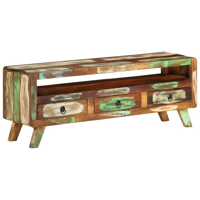 vidaXL Meuble TV Multicolore 110x30x40 cm Bois Récupéré Massif