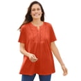 thumbnail image 1 of Woman Within Women's Plus Size Eyelet Henley Tee Shirt, 1 of 5