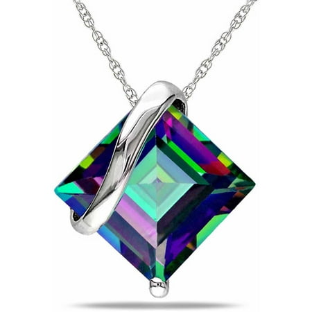 3 Carat T.G.W. Exotic Green Topaz 10kt White Gold Solitaire Pendant, 17
