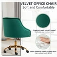 thumbnail image 4 of Velvet Office Swivel Chair, Vanity Fabric Desk Pretty Fancy Gold Office Chairs for Girls, 360°Swivel Height Adjustable Reception Chair (Green), 4 of 10