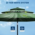 thumbnail image 3 of Garvee 10ft 3-Tier Vented Patio Umbrella, 8 Sturdy Ribs, Crank Lift, Push Button Tilt, Dark Green, 3 of 8