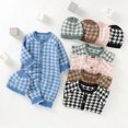 thumbnail image 3 of 2PCS Newborn Infant Baby Boy Girl Button-Down Long Sleeve  Neck Romper Blue 6-12 Months, 3 of 10