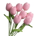 thumbnail image 4 of HUONA 8Pcs Handcrafted Crochet Tulip Bouquet Plump Tulips Artificial Knitted Flowers Perfect Home Decoration Gift Peach, 4 of 5