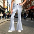 thumbnail image 6 of XAOFW Girls Back To School Flared Pants Elastic Waist Slim Fit Striped Wide Leg Trousers Uniform Pants For Girls Kids Breathable Bottom 9-10 Years, 6 of 6