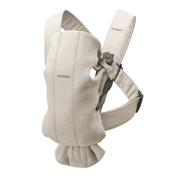 BabyBjorn Baby Carrier Mini, 3D Jersey, Light Beige for Infant, One Size