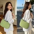 thumbnail image 5 of BUDAO00 Summer Woven Beach Bag Crossbody Bag Purse For Women, Bohemian Shoulder Bag, with Chain Shoulder Strap, Beach Tote for Travel or Daily Use (Green), 5 of 6