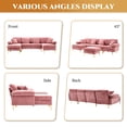 thumbnail image 4 of Rophefx 114" Modular Sectional Sofa,Velvet U Shaped Sectional Sofa Couch with Chaise Lounge,Ottoman &Gold Legs 4 Deep Seater Sofa for Living Room Bedroom Apartment,Pink, 4 of 10
