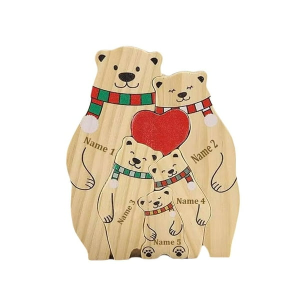 Rompecabezas de madera personalizado con la familia de osos TQEHS
