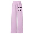 thumbnail image 5 of Tiijoy Little Girls Bow Print Baggy Sweatpants Fashion Straight Leg High Rise Active Pants, 5 of 5